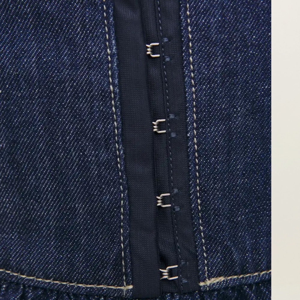 Reformation Tagliatelle Denim Midi Dress Blue - Size 6 - Picture 5 of 6